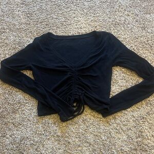 Alo Yoga Ribbed Cropped Cinched Long Sleeve Top